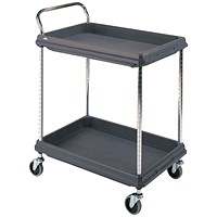 2 Tier Black H1041x W984xD689mm Deep Ledge Trolley 322447