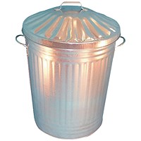 Galvanised Dustbin with Lid, 90 Litre, Silver