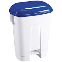 Derby Plastic Pedal Bin, 60 Litre, White/Blue