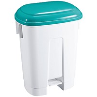 Derby Plastic Pedal Bin, 60 Litre, White/Green