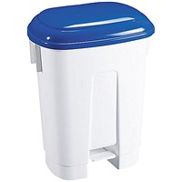 Derby Plastic Pedal Bin, 30 Litre, White/Blue