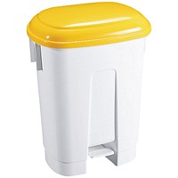 Derby Plastic Pedal Bin, 30 Litre, White/Yellow