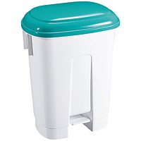 Derby Plastic Pedal Bin, 30 Litre, White/Green