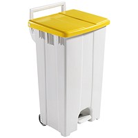 Plastic Pedal Bin, 90 Litre, Grey/Yellow