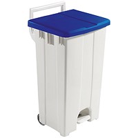 Plastic Pedal Bin, 90 Litre, Grey/Blue