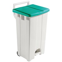 Plastic Pedal Bin, 90 Litre, Grey/Green