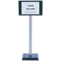 PVC Post Floor Standing Sign Holder, A4, 110cm, Silver