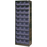 Metal Bin Cupboard with 30 Polypropylene Bins Dark Grey Black 371834