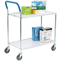 Metallic Grey and White Zinc Plated 2 Tier Service Trolley 375424