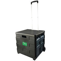 VFM Folding Container Trolley With Lid 35kg Capacity Black/Grey 383360