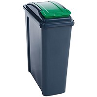 VFM Recycling Bin With Lid, 25 Litre, Green