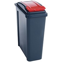 VFM Recycling Bin with Lid, 25 Litre, Red