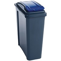 VFM Recycling Bin with Lid, 25 Litre, Blue