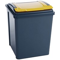 VFM Recycling Bin with Lid, 50 Litre, Yellow