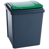 VFM Recycling Bin With Lid, 50 Litre, Green