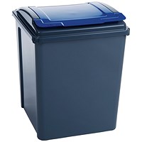 VFM Recycling Bin with Lid, 50 Litre, Blue