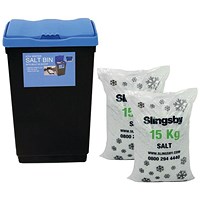 Economy Salt and Grit Bin Kit with 30kg De-icing Salt, 47 Litre, Black/Blue