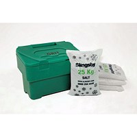 Salt and Grit Bin Supplied with 100kg White Salt, 115 Litre, Green