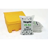 Salt and Grit Bin with 125kg White De-icing Salt, 130 Litre, Yellow