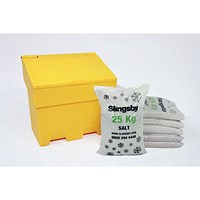 Rota-moulded Stackable Salt and Grit Bin with 150kg White Salt, 170 Litre, Yellow