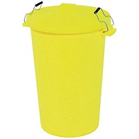 Dustbin with Clip On Lid, 90 Litre, Yellow