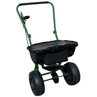 Broadcast Salt Spreader with Rain Cover, 22 Litre, Black/Green