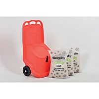 Mobile Salt and Grit Bin Kit with 75kg White De-icing Salt, 75 Litre, Red