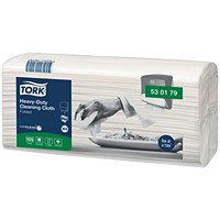 Tork Heavy-Duty Folded Cleaning Cloth, 415x355mm, 105 Sheets, White, Pack of 4 Tork Heavy-Duty Folded Cleaning Cloth, 415x355mm, 105 Sheets, White, Pack of 4