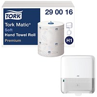 Tork H1 Matic 2-Ply Matic Hand Towel Roll, 100m, White, Pack of 6 - Get Free Tork H1 Matic Hand Towel Roll System