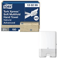 Tork Xpress Soft 2-Ply Multifold Hand Towel Advanced, Natural, Pack of 3780 - Get Tork H2 Xpress Multifold Hand Towel System Free