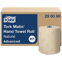 Tork H1 Matic 2-Ply Paper Hand Towel Roll, 150m, Brown, Pack of 6