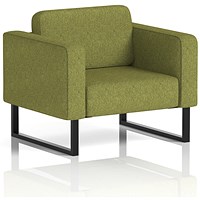 Brixworth Armchair, With Black Legs, In Rivet Fabric, Olive