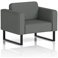 Brixworth Armchair, With Black Legs, In Sumi Fabric, Kobe