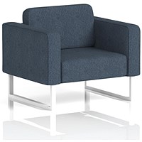 Brixworth Armchair, With White Legs, In Rivet Fabric, Crucible