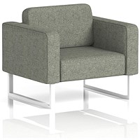 Brixworth Armchair, With White Legs, In Rivet Fabric, Vitreous