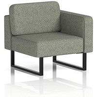 Brixworth Modular Seating Left Unit, With Black Legs, In Rivet Fabric, Vitreous