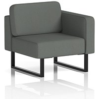 Brixworth Modular Seating Left Unit, With Black Legs, In Sumi Fabric, Kobe