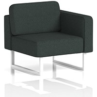 Brixworth Modular Seating Left Unit, With White Legs, In Rivet Fabric, Charcoal