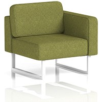 Brixworth Modular Seating Left Unit, With White Legs, In Rivet Fabric, Olive