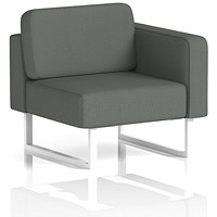 Brixworth Modular Seating Left Unit, With White Legs, In Sumi Fabric, Kobe