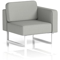 Brixworth Modular Seating Left Unit, With White Legs, In Sumi Fabric, Tokyo