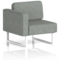 Brixworth Modular Seating Right Unit, With White Legs, In Rivet Fabric, Prime