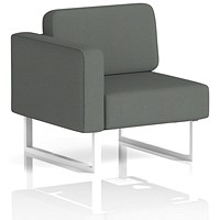 Brixworth Modular Seating Right Unit, With White Legs, In Sumi Fabric, Kobe