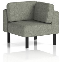 Brixworth Modular Seating Corner Unit, With Black Legs, In Rivet Fabric, Vitreous