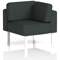 Brixworth Modular Seating Corner Unit, With White Legs, In Rivet Fabric, Charcoal