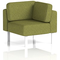 Brixworth Modular Seating Corner Unit, With White Legs, In Rivet Fabric, Olive