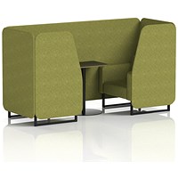 Brixworth 2 Seater Booth with Table, Black Legs, Black Table, Rivet Fabric, Olive Panels And Sofa