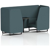 Brixworth 2 Seater Booth with Table, Black Legs, Black Table, X2 Fabric, Polygon Panels And Sofa