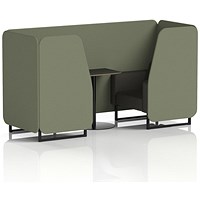 Brixworth 2 Seater Booth with Table, Black Legs, Black Table, Main Line Flax Fabric, Monument Panels And Temple Sofa