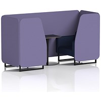 Brixworth 2 Seater Booth with Table, Black Legs, Black Table, Synergy Fabric, Order Panels And Alike Sofa